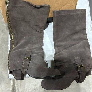 Brown suede knee high boots, size 8.5